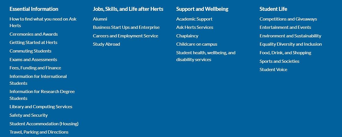 Ask Herts categories